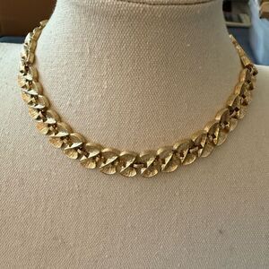 Monet Vintage 60’s Signed Brushed Gold Tone Chocker Necklace.